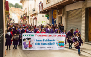 Pancarta de la tamborada escolar de Tobarra Semana Santa 2019