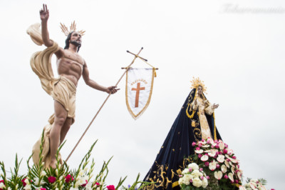 Cristo resucitado y Virgen Dolorora. Tobarra. Domingo de Resurrección 2018