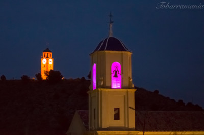 Torre de la iglesia de la asuncion y reloj de la villa de Tobarra