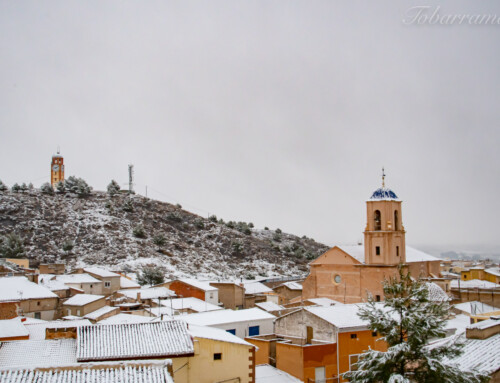 Vista virtual de Tobarra, con y sin nieve.