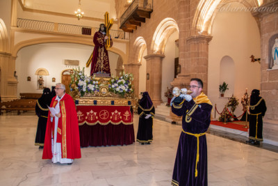 Toque de Silencio el Viernes Santo de 2021 en la Iglesia de la Asunción de Tobarra durante la Bendición de Nuestro Padre Jesús Nazareno. Semana Santa