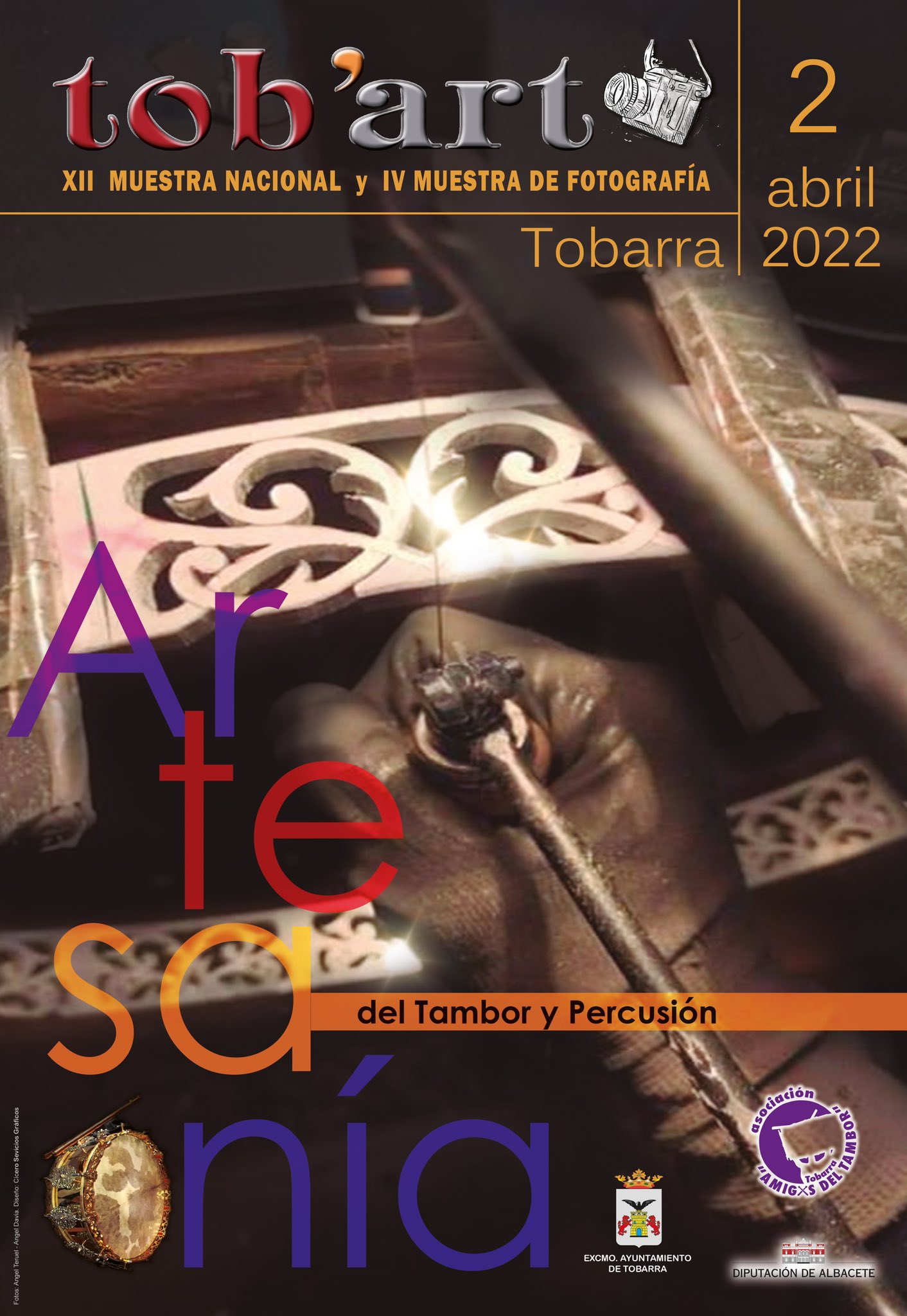 Cartel de la XII muestra Nacional de Artesanía del Tambor de Tobarra "Tob'art" 2022