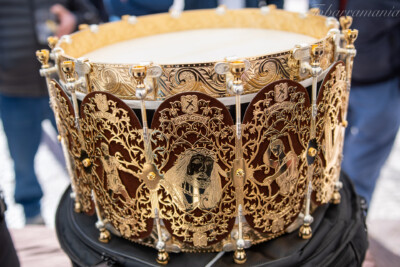 tambor artesano de tobarra denominado "la hermandad" dedicado a la Hermandad de la Caída de Tobarra