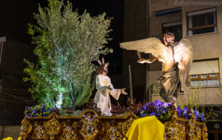 Paso de la Oración en el Huerto, (cristo y ángel) en la procesión de la oración martes santo 2022 Tobarra