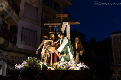 Grupo escultórico del Descendimiento de Tobarra en la noche de Viernes Santo 2022 Semana Santa