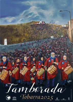 cartel de la tamborada de Tobarra 2025. Pintura de Erika Escribano