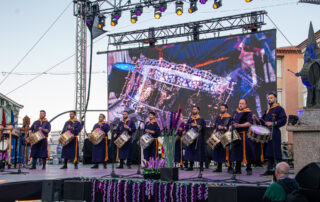 Cuadrilla "Los Incansables", delegación oficial de Tobarra actuando en el Acto Central de Exaltación en Moratalla. 2025